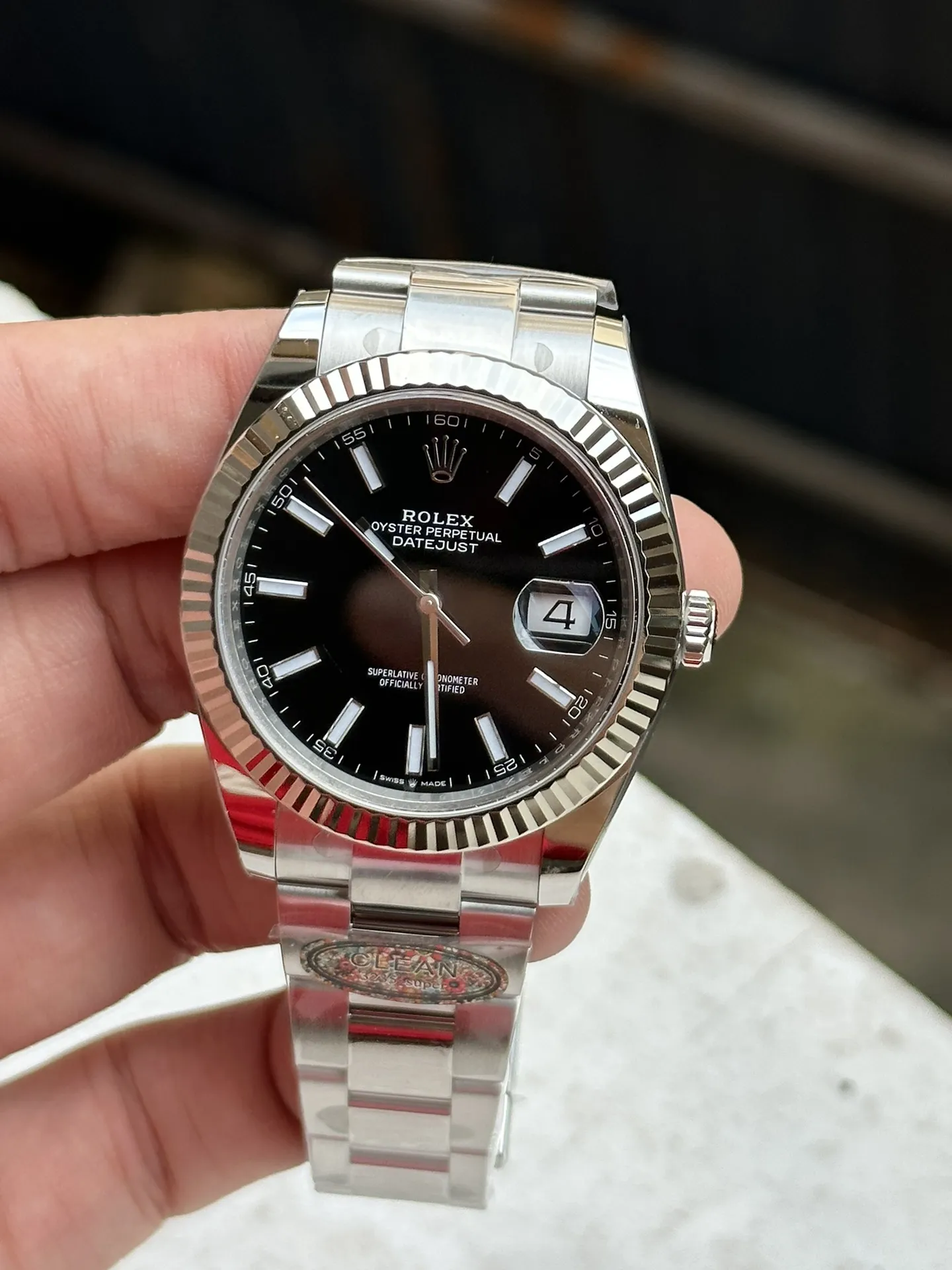 Clean Factory Watch Rolex Datejust 41mm 126334 Black Dial Fluted Bezel Luminous Hour Markers Oyster Bracelet SH3235 Movement – Clean Factory Watch | The Best Super Clone Watches Store in China photo 2