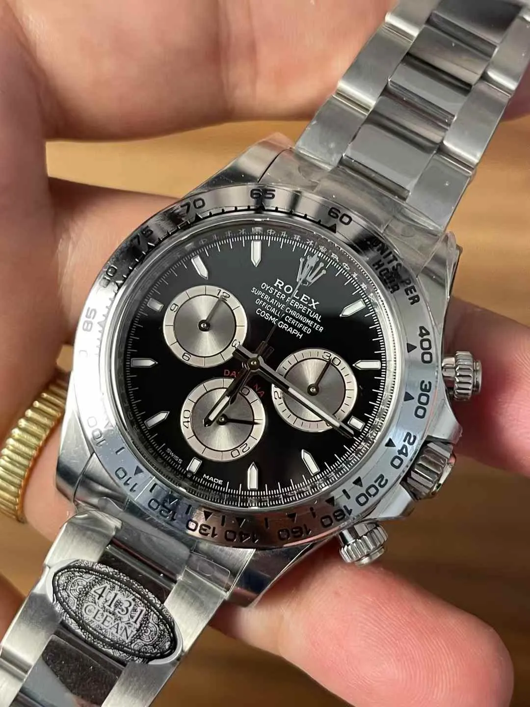Clean Factory Watches Daytona 126509 Black Dial Blue Luminous Hour Markers Silver Chrono Sub-Dial 904L Steel Case Oyster Bracelet SH4131 Movement – Clean Factory Watch | The Best Super Clone Watches Store in China photo 3