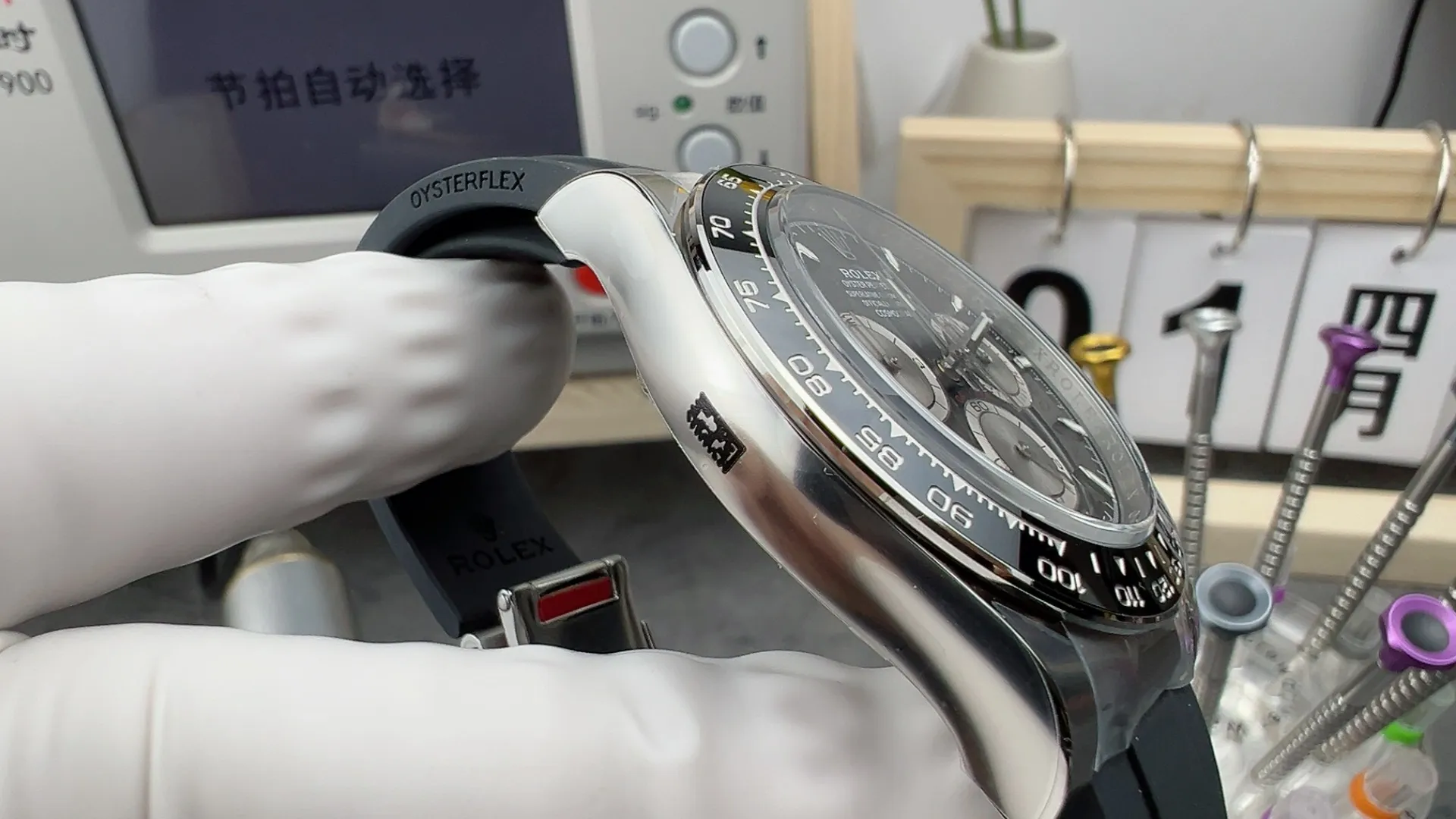 Clean Factory Watches Daytona 126519LN Black Dial Grey Chrono Sub-Dial Black Ceramic Bezel Stainless Steel Case SH4131 Movement Oysterflex Strap – Clean Factory Watch | The Best Super Clone Watches Store in China photo 6