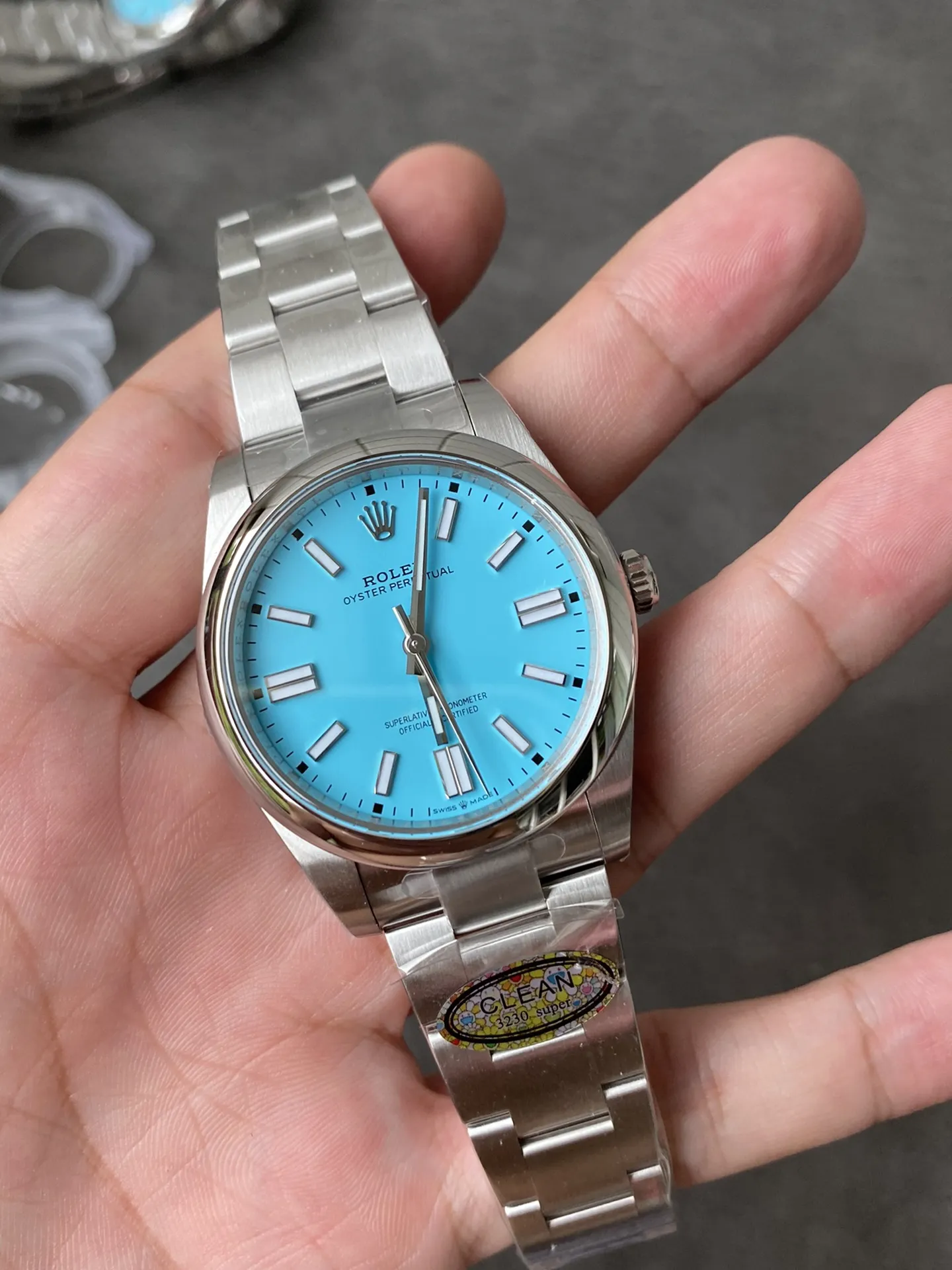 Clean Factory Watches Oyster Perpetual 124300 CF OP 41mm 904L Steel Tiffany Blue Dial VR3230 Movement – Clean Factory Watch | The Best Super Clone Watches Store in China photo 2