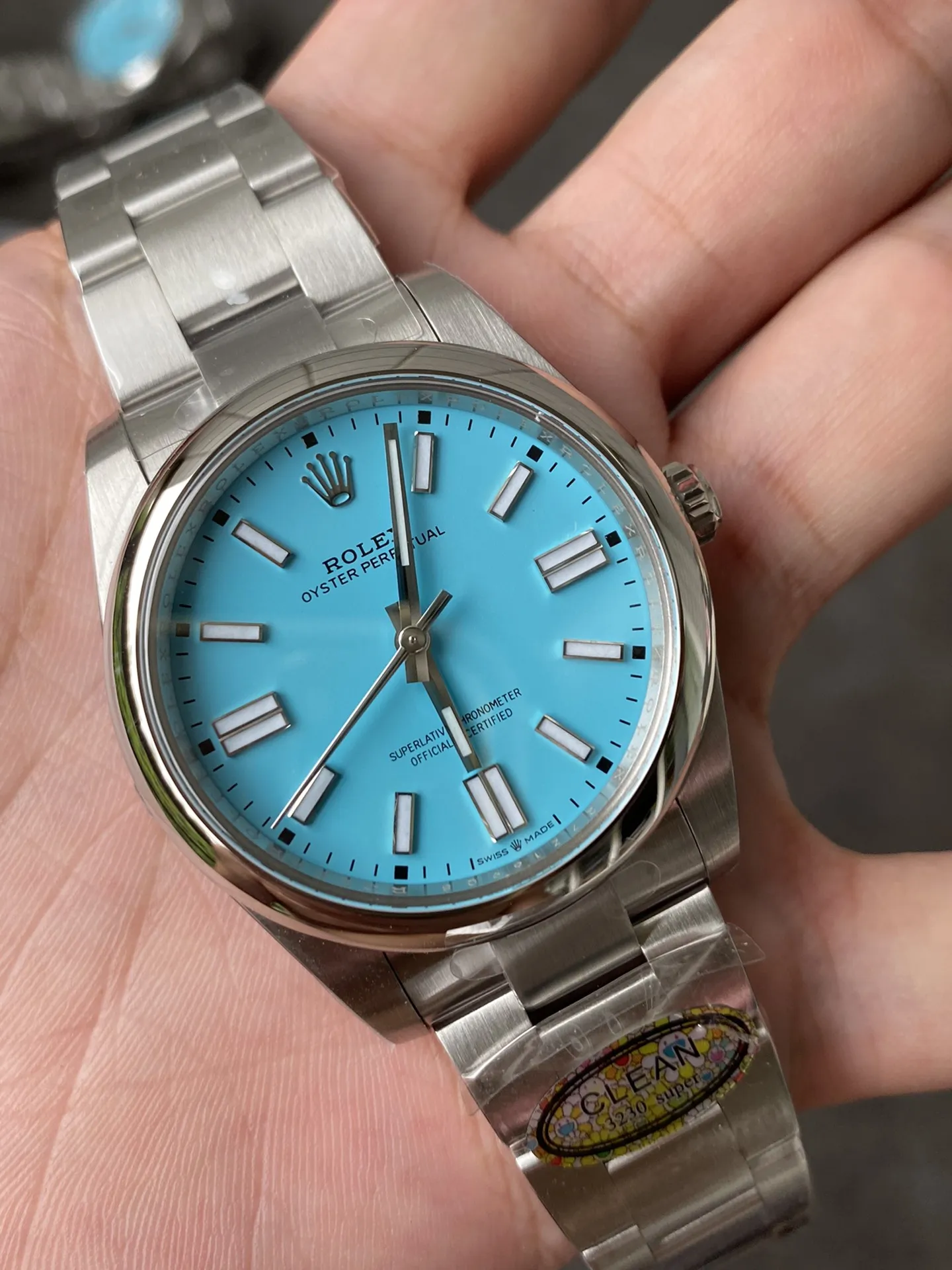 Clean Factory Watches Oyster Perpetual 124300 CF OP 41mm 904L Steel Tiffany Blue Dial VR3230 Movement – Clean Factory Watch | The Best Super Clone Watches Store in China photo 3