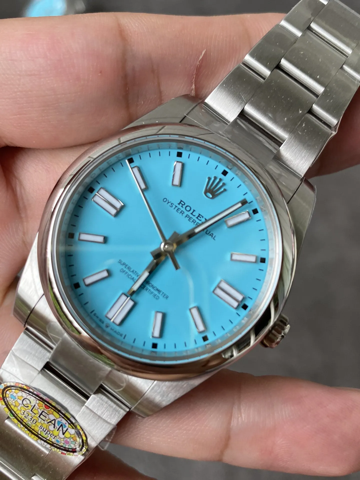 Clean Factory Watches Oyster Perpetual 124300 CF OP 41mm 904L Steel Tiffany Blue Dial VR3230 Movement – Clean Factory Watch | The Best Super Clone Watches Store in China photo 4