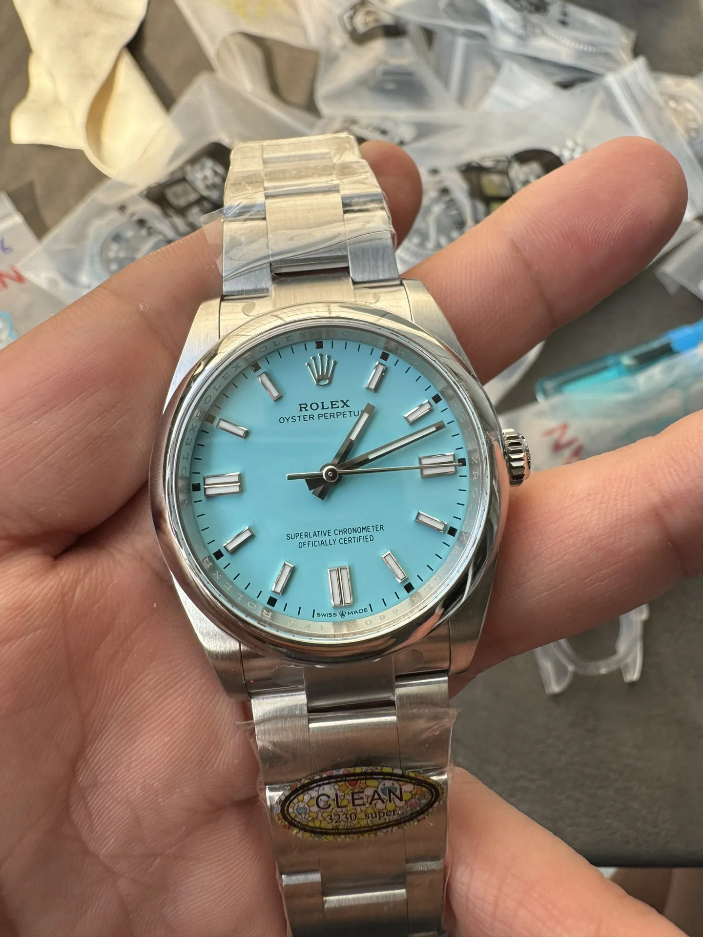 Clean Factory Watches Oyster Perpetual 126000 36mm Tiffany Blue Dial 904L Steel VR3230 CF OP – Clean Factory Watch | The Best Super Clone Watches Store in China