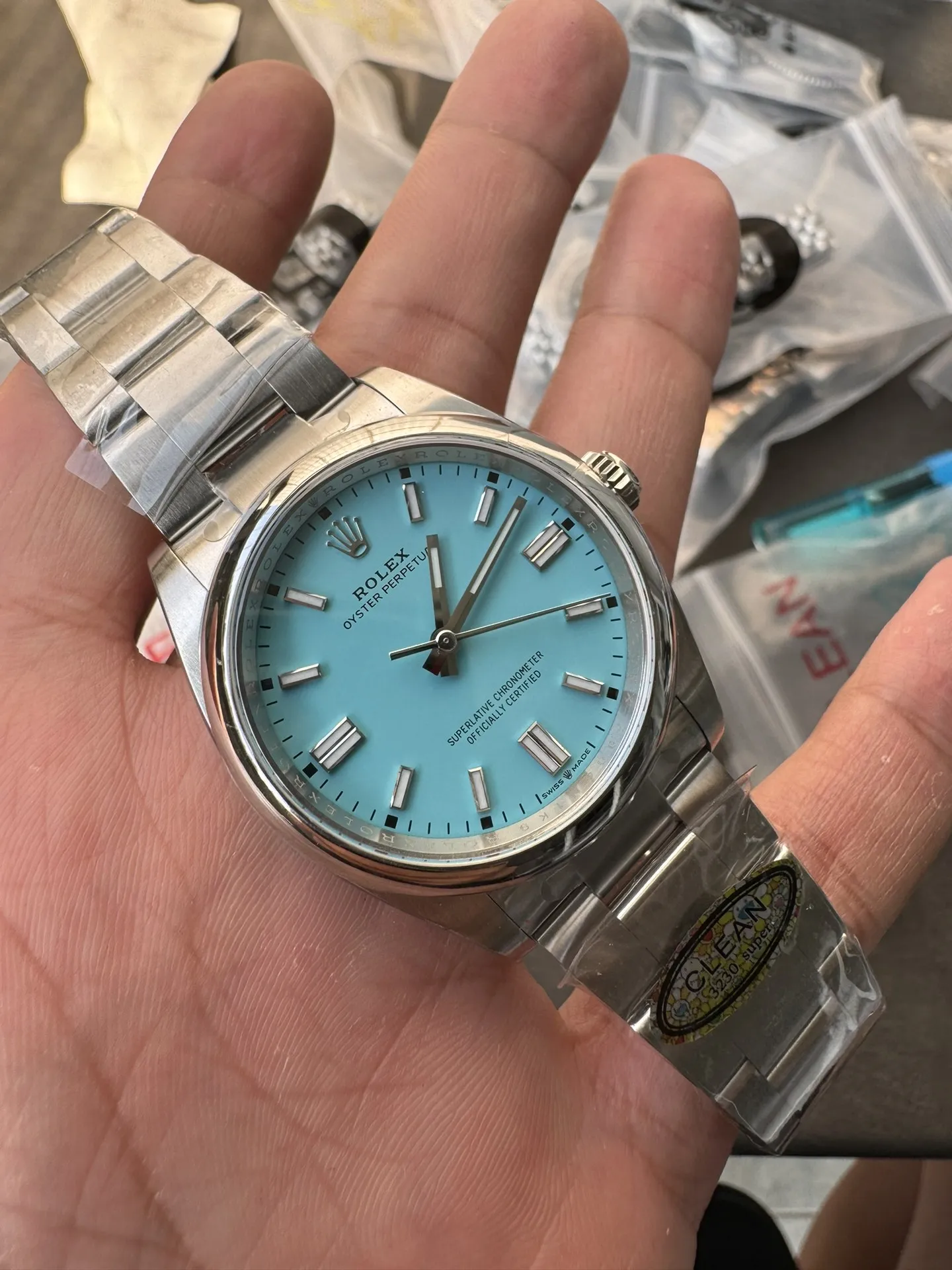 Clean Factory Watches Oyster Perpetual 126000 36mm Tiffany Blue Dial 904L Steel VR3230 CF OP – Clean Factory Watch | The Best Super Clone Watches Store in China photo 4