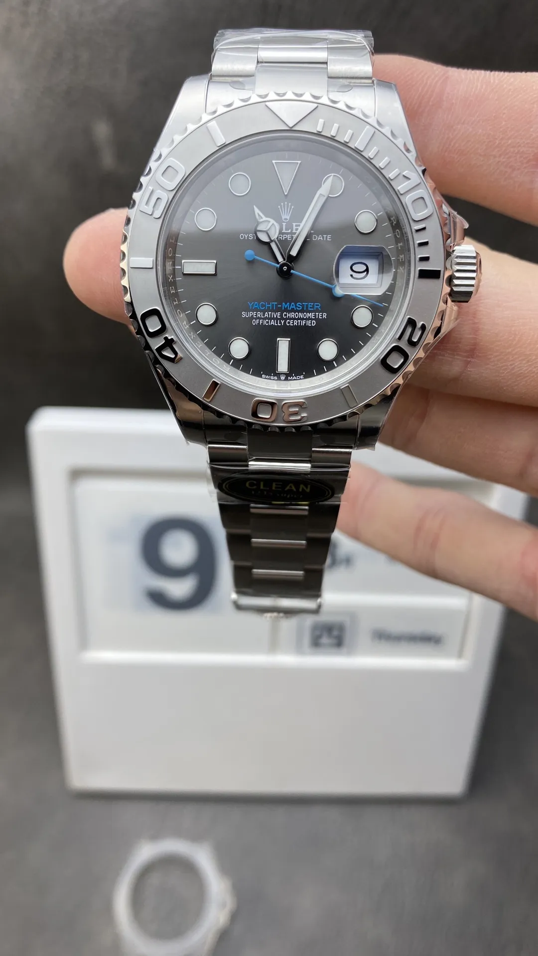 Clean Factory Yacht-Master 126622 Gray Dial with Blue Second Hand 904L Stainless Steel Case & Oyster Steel Bracelet VR3235 Movement – Clean Factory Watch | The Best Super Clone Watches Store in China