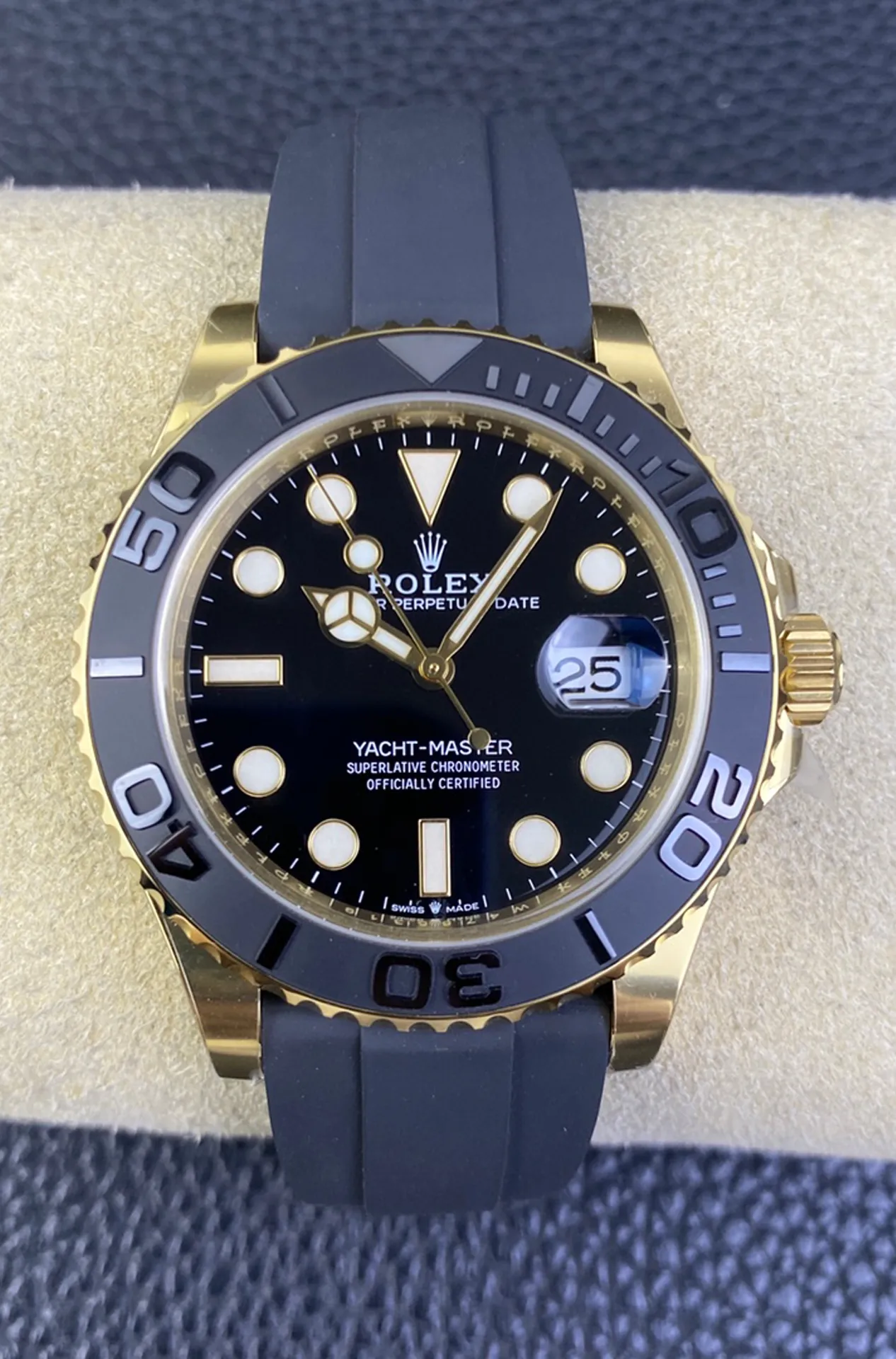 Clean Factory Yacht-Master 42mm 226658 Yellow Gold Case 3D Black Ceramic Bezel Oysterflex Strap SuerClone 3235 Movement – Clean Factory Watch | The Best Super Clone Watches Store in China