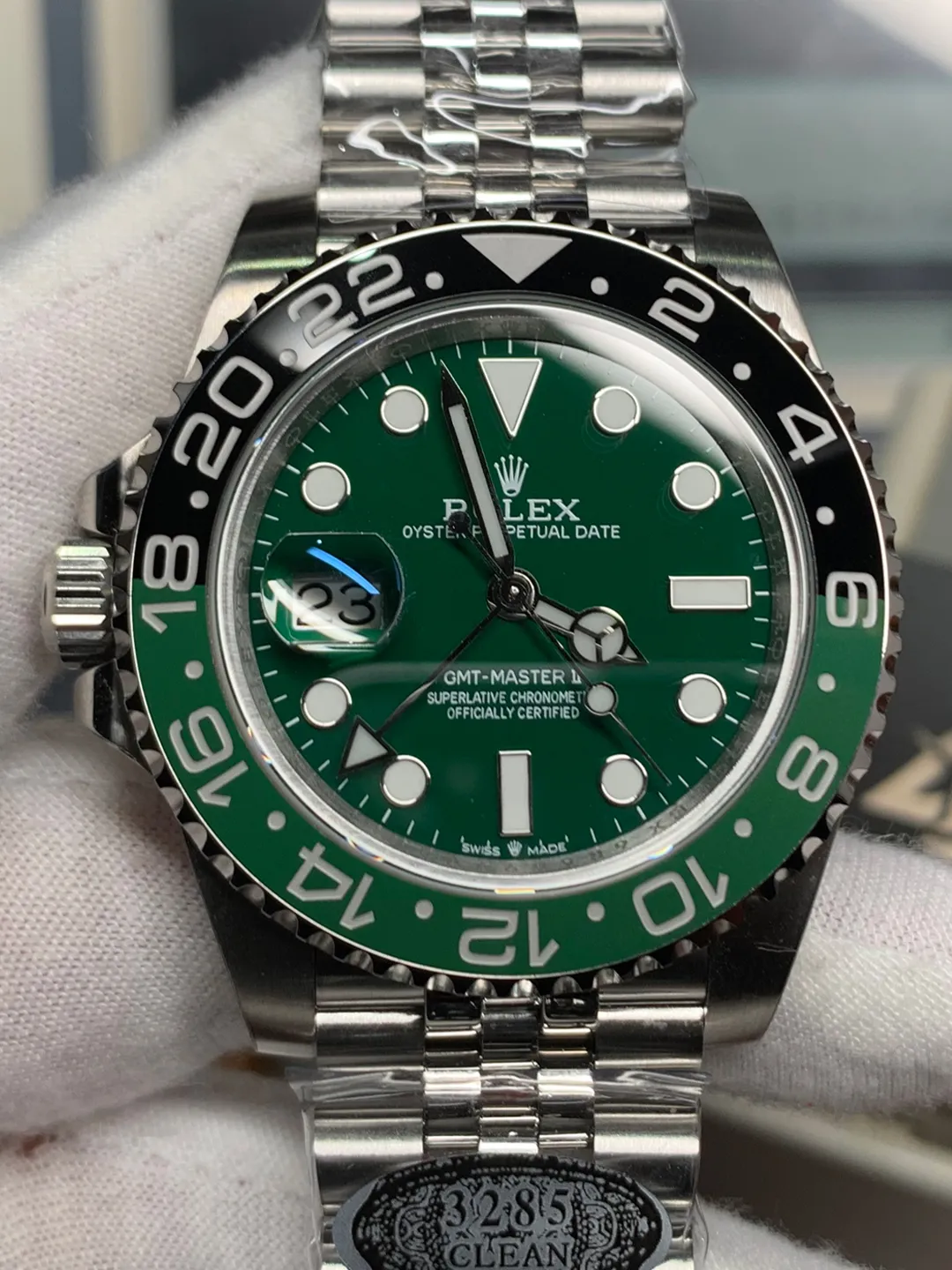 Clean Watch Factory Rolex GMT-Master II Sprite 126729VTNR Black & Green Ceramic Bezel Green Dial 904L Jubilee Bracelet DanDong 3285 Movement – Clean Factory Watch | The Best Super Clone Watches Store in China