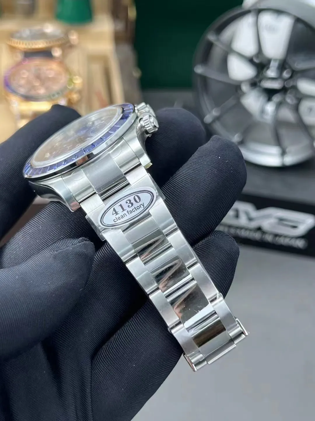 Premium Custom Daytona 116519 Blue Sodalite Dial Diamonds Bezel and Indexes Based on Clean Factory Daytona DD4130 Movement Oyster Bracelet – Clean Factory Watch | The Best Super Clone Watches Store in China photo 9