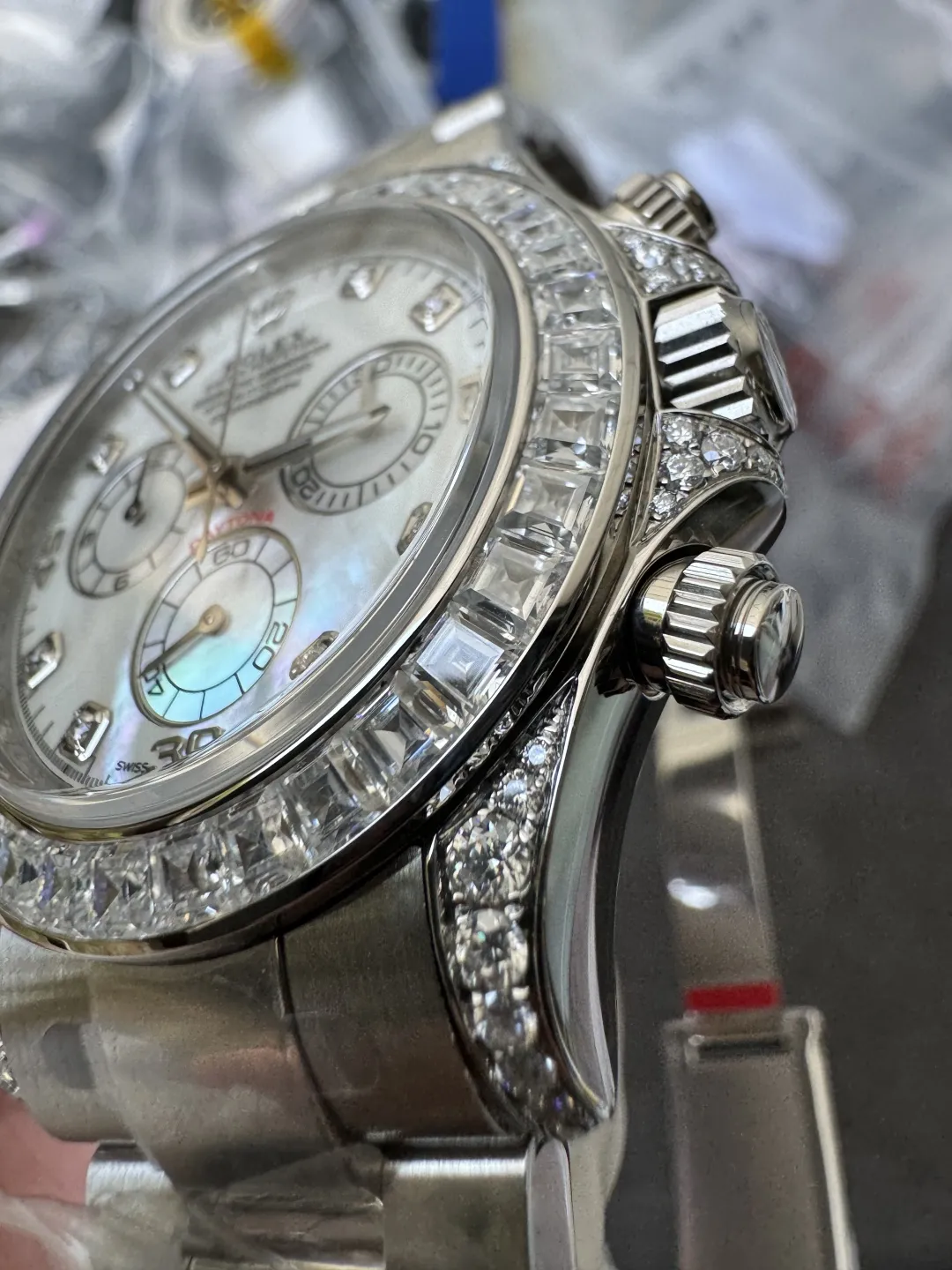 Premium Customized Daytona 116589 MOP Dial Diamonds Hour Markers Diamonds Sets White Gold Case and Bezel Based on Clean Factory DD4130 Movement – Clean Factory Watch | The Best Super Clone Watches Store in China photo 8