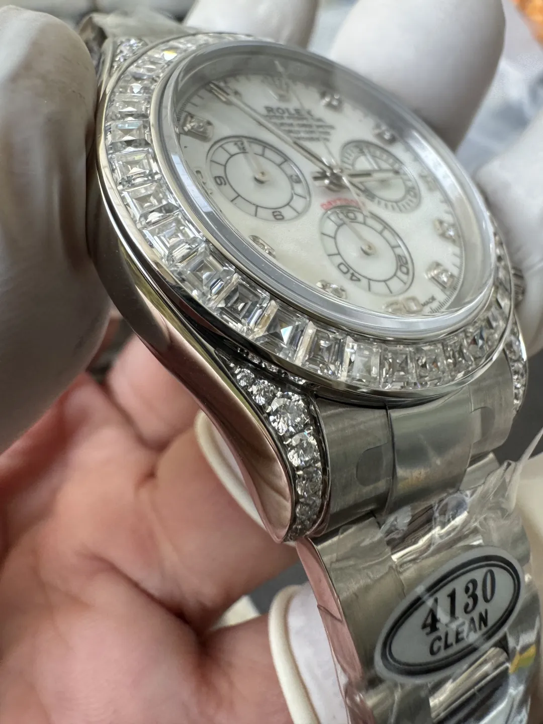 Premium Customized Daytona 116589 MOP Dial Diamonds Hour Markers Diamonds Sets White Gold Case and Bezel Based on Clean Factory DD4130 Movement – Clean Factory Watch | The Best Super Clone Watches Store in China photo 9