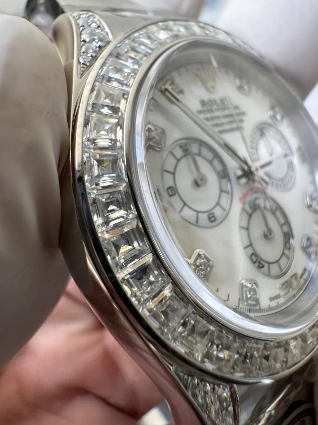 Premium Customized Daytona 116589 MOP Dial Diamonds Hour Markers Diamonds Sets White Gold Case and Bezel Based on Clean Factory DD4130 Movement – Clean Factory Watch | The Best Super Clone Watches Store in China photo 11