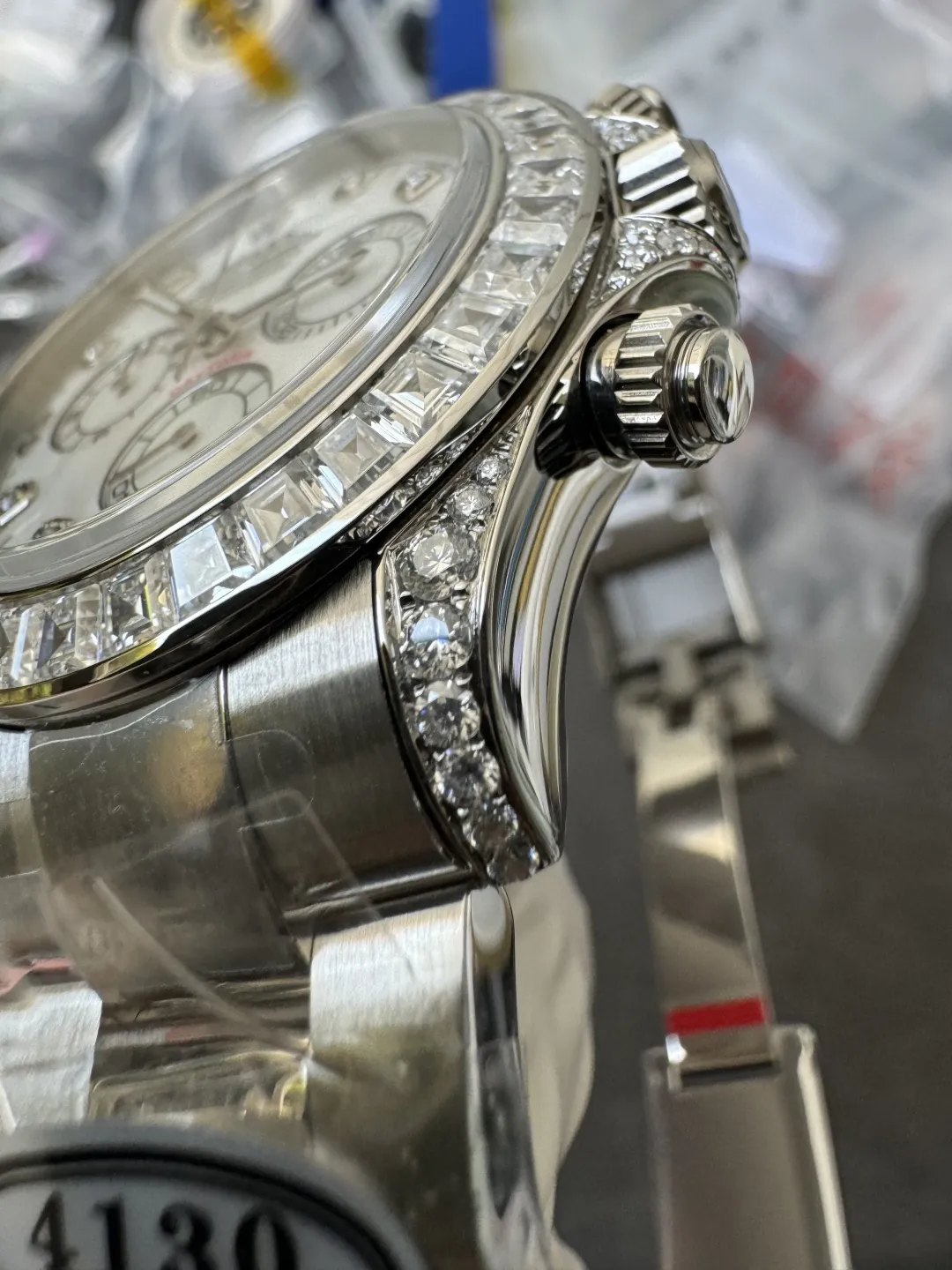Premium Customized Daytona 116589 MOP Dial Diamonds Hour Markers Diamonds Sets White Gold Case and Bezel Based on Clean Factory DD4130 Movement – Clean Factory Watch | The Best Super Clone Watches Store in China photo 13