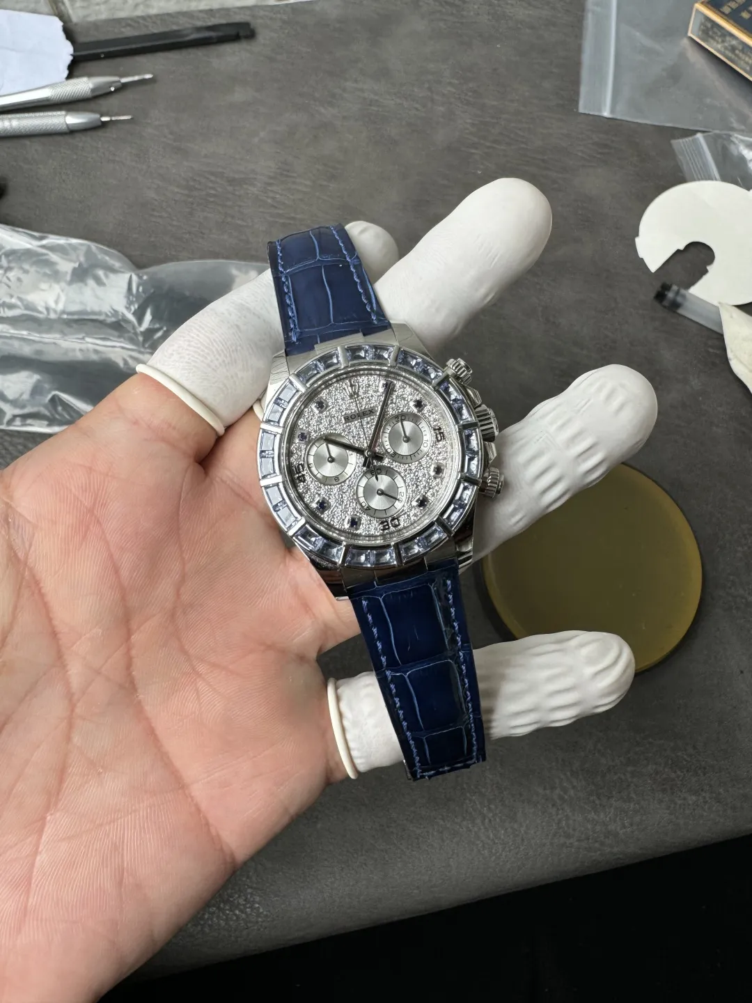 Premium Customized Rolex Daytona 116589SACI 40mm Diamonds Dial Based on Clean Factory Dandong Super Clone 4130 Movement photo 2