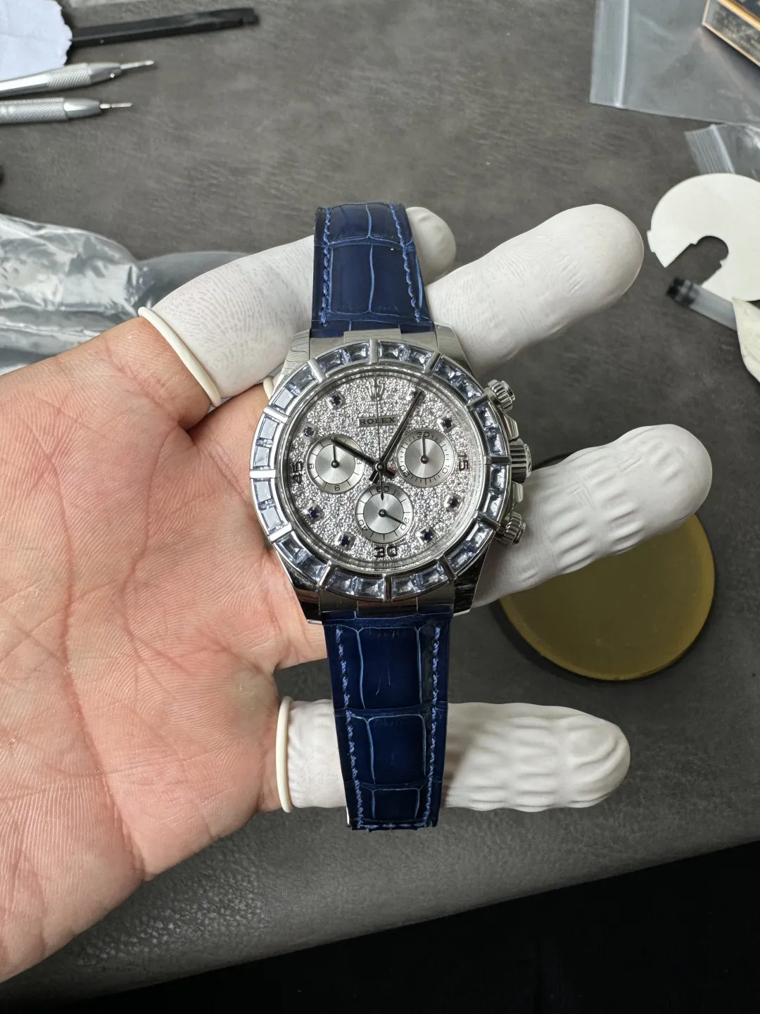 Premium Customized Rolex Daytona 116589SACI 40mm Diamonds Dial Based on Clean Factory Dandong Super Clone 4130 Movement photo 3