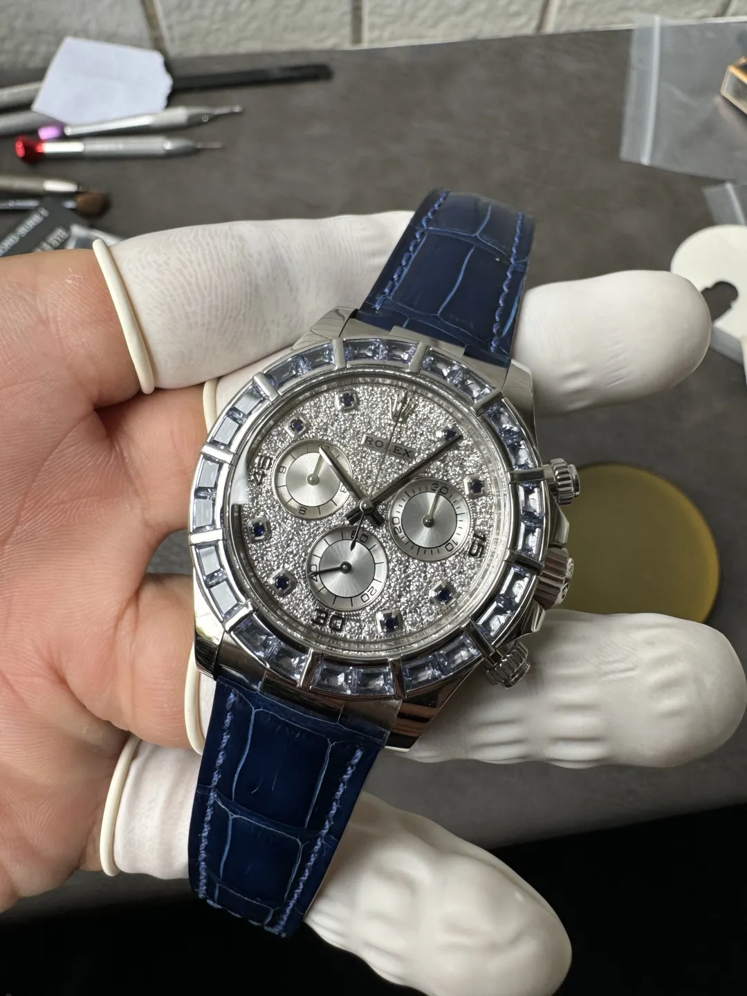 Premium Customized Rolex Daytona 116589SACI 40mm Diamonds Dial Based on Clean Factory Dandong Super Clone 4130 Movement photo 4