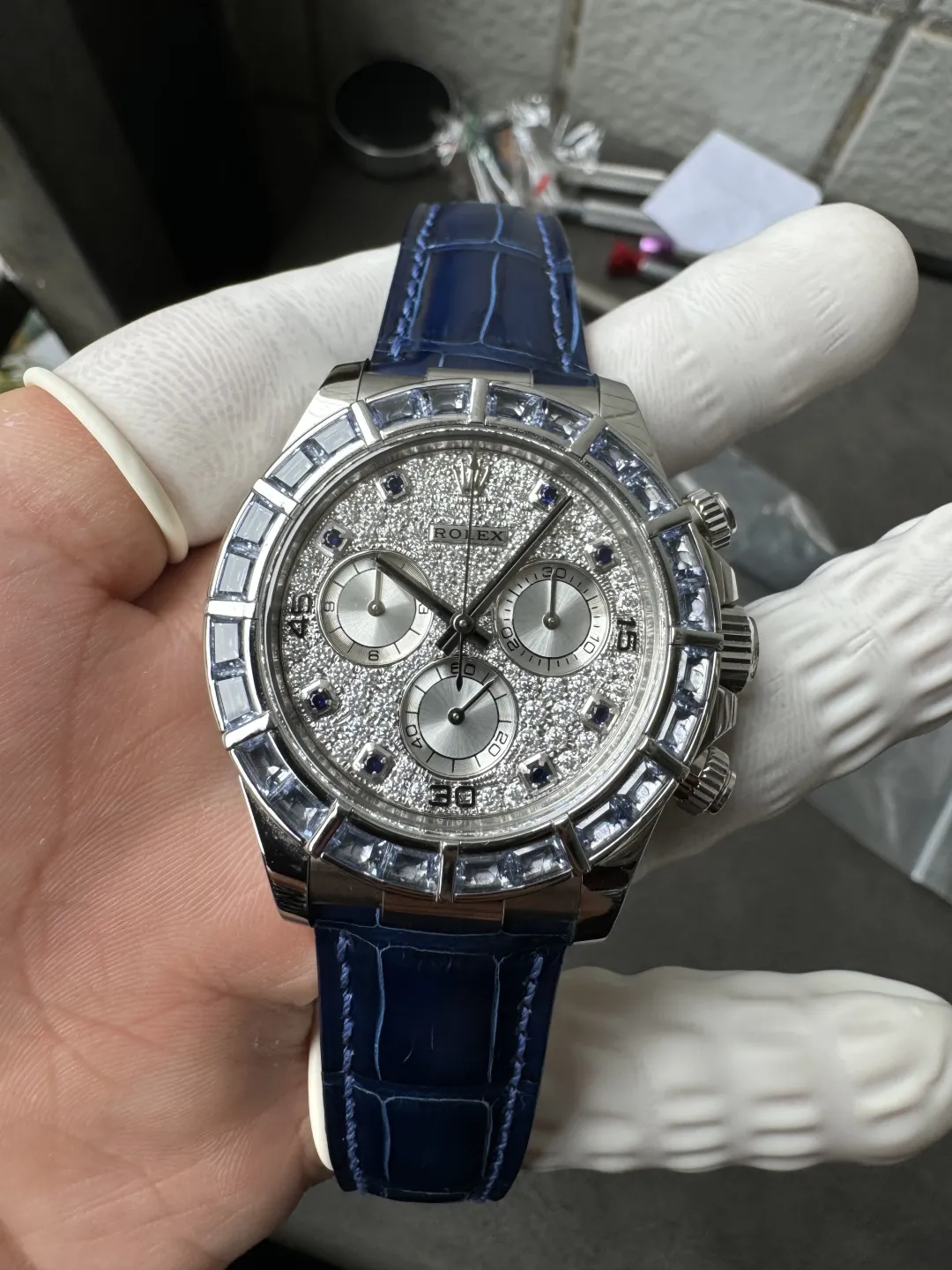 Premium Customized Rolex Daytona 116589SACI 40mm Diamonds Dial Based on Clean Factory Dandong Super Clone 4130 Movement photo 5