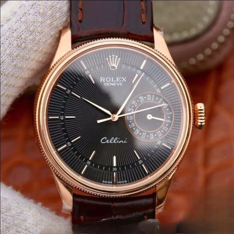 Rolex celini black dial 18k rose gold 39mm swiss replica 50515.5