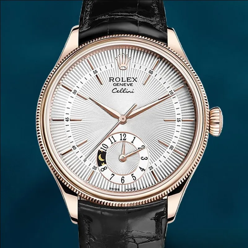 Rolex Cellini 39mm m50525-0009 Men’s Stainless Steel Leather Strap