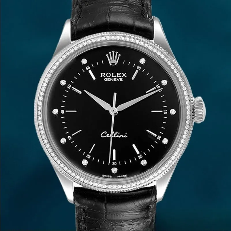 Rolex Cellini 39mm Men’s m50609rbr-0007 Diamond Bezels Silver-tone