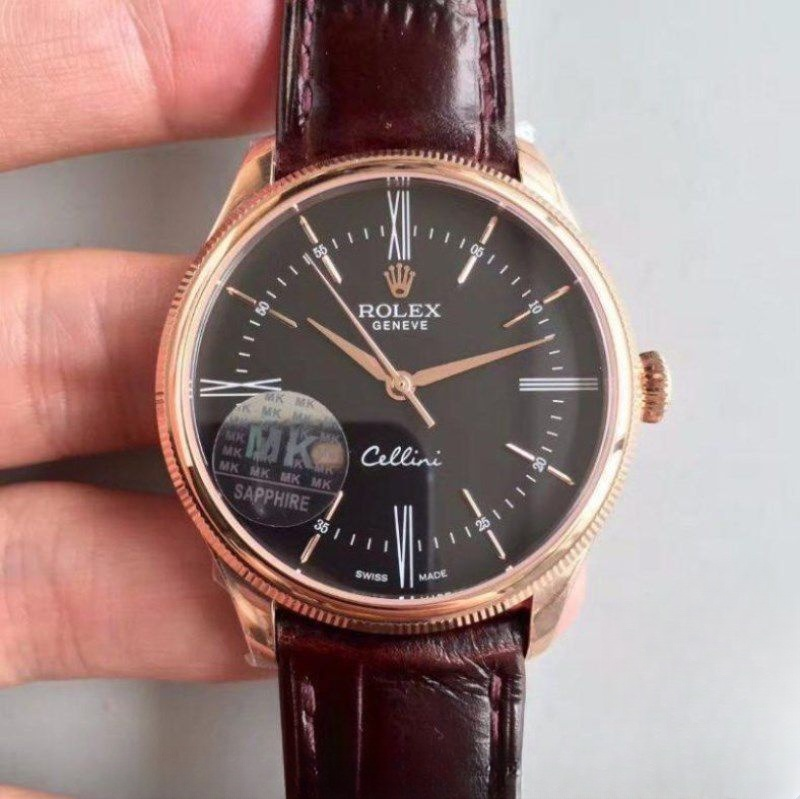 Rolex cellini black dial 18k rose gold 39mm swiss replica 50505.6