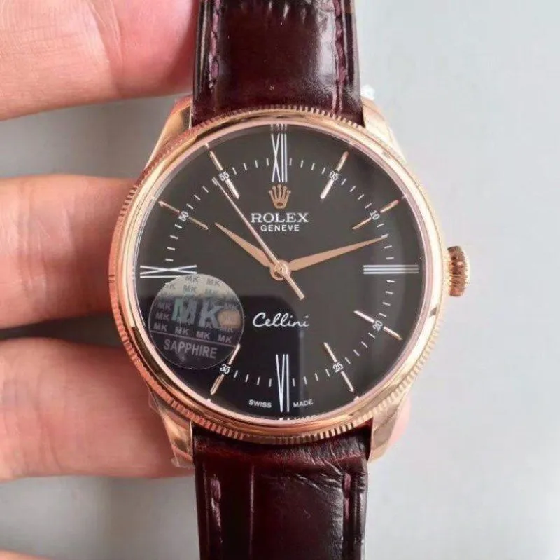 Rolex cellini black dial 18k rose gold 39mm swiss replica 50505.6