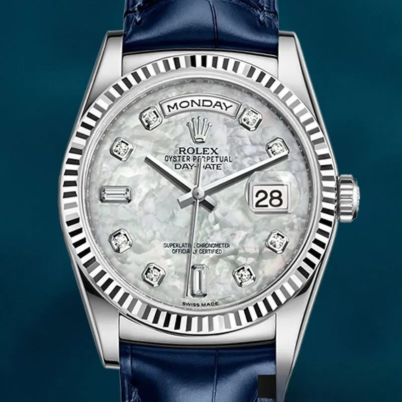 Rolex Day-Date Men’s 36mm 118139 Silver-tone Blue Dial