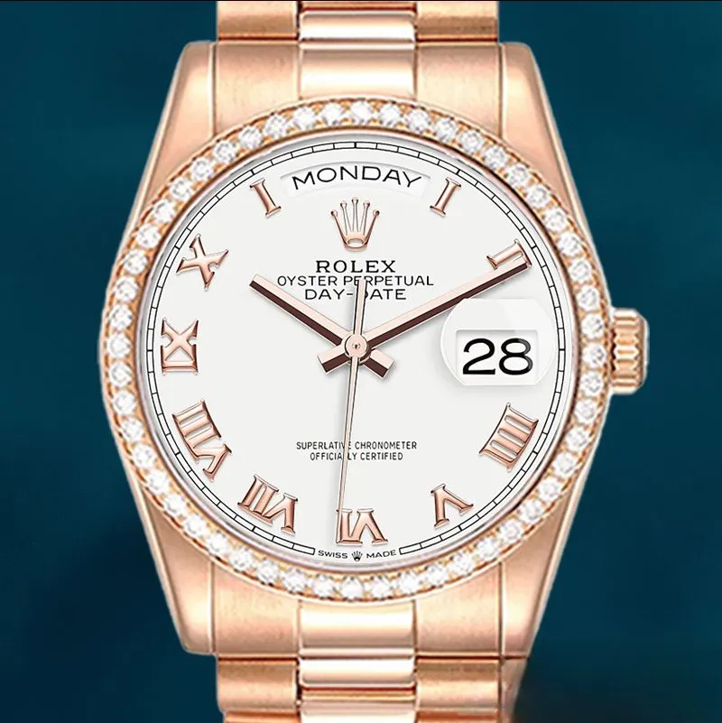 Rolex Day-Date 36mm Men’s m128345rbr-0054 White Dial