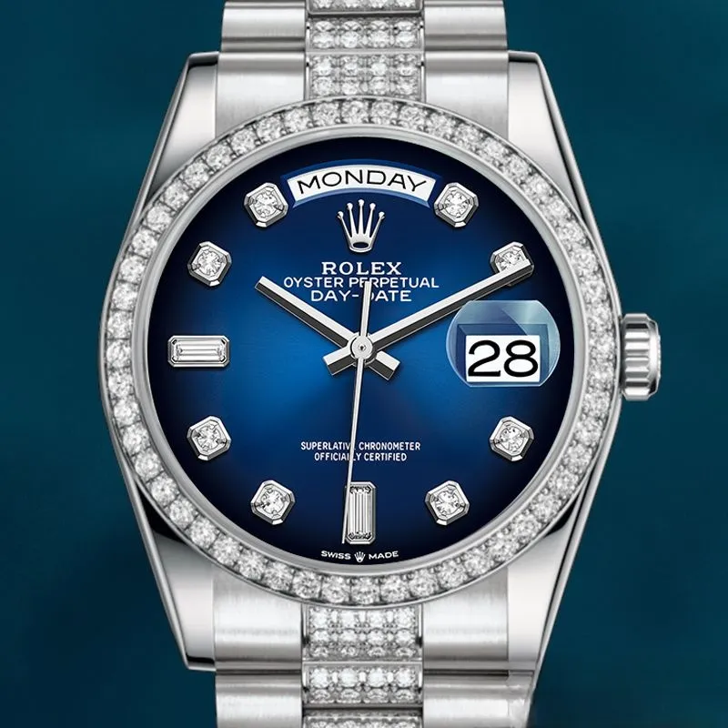Rolex Day-Date 36mm Men’s m128349rbr-0006 Diamond Paved Dial