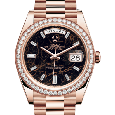 Rolex Day-Date 40mm m228345rbr-0009 Men’s Brown Dial Diamond Bezel