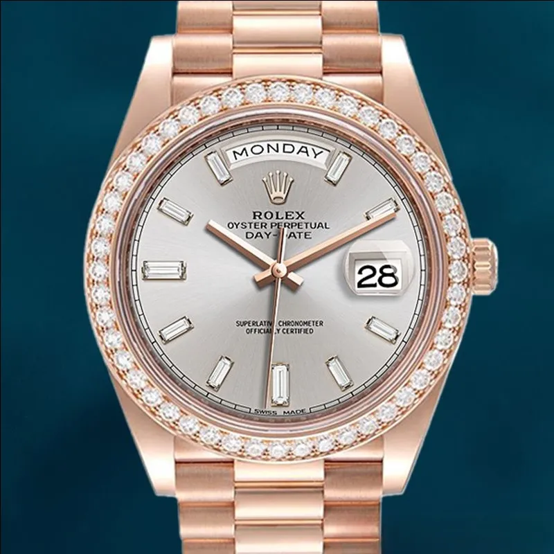 Rolex Day-Date 40mm m228345rbr-0009 Men’s Brown Dial Diamond Bezel