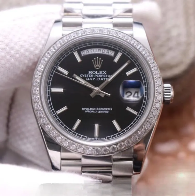 Rolex day date black dial 18ct white gold 40mm swiss replica m228349rbr.0002