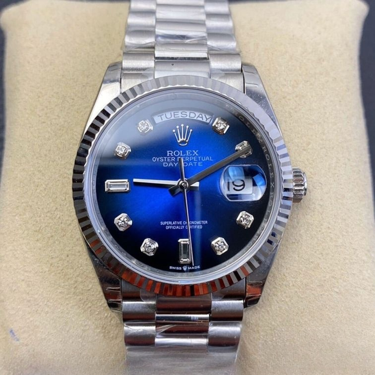 Rolex day date blue dial sapphire crystal 36mm swiss replica m128239.0023