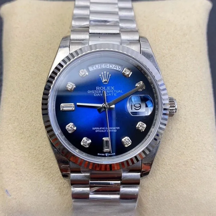 Rolex day date blue dial sapphire crystal 36mm swiss replica m128239.0023