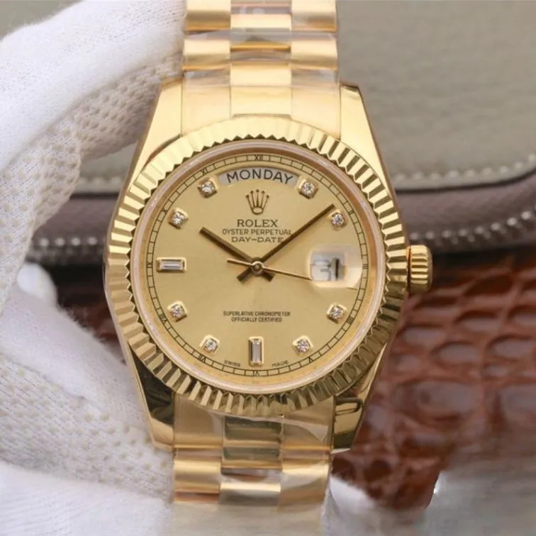 Rolex day date gold dial 18k yellow gold 40mm swiss replica 218238.3