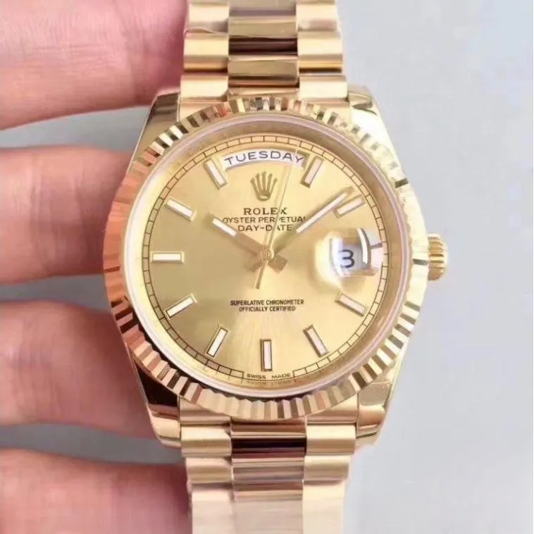 Rolex day date gold dial 18k yellow gold 40mm swiss replica m228238.0003