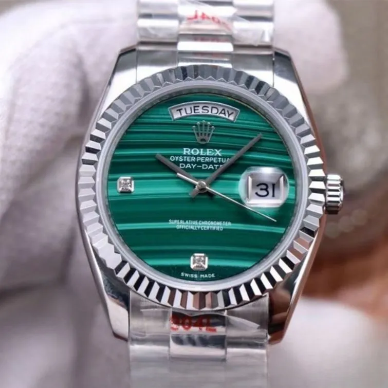 Rolex day date green dial stainless steel 36mm swiss replica 18038.1