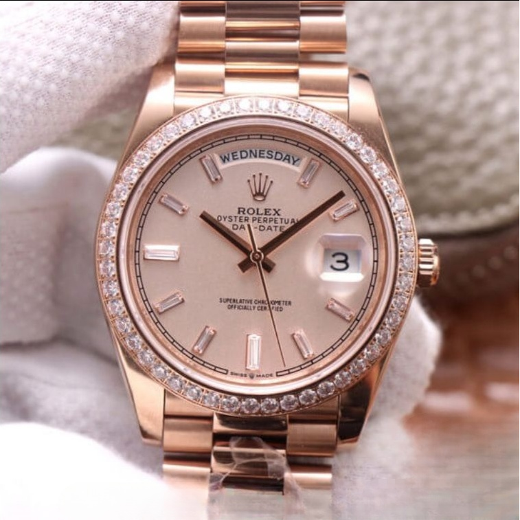 Rolex day date rose dial 18k rose gold 40mm swiss replica m228345rbr.0007
