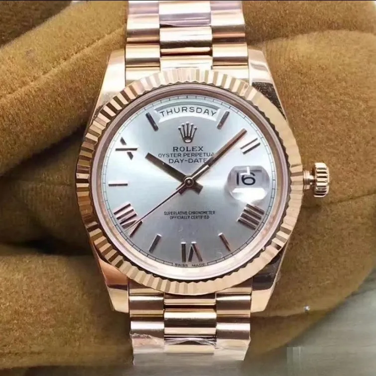 Rolex day date silver dial sapphire crystal 40mm swiss replica 228235.7