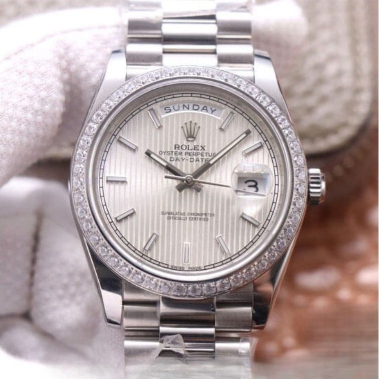 Rolex day date white dial 18ct white gold 40mm swiss replica m228349rbr.0007