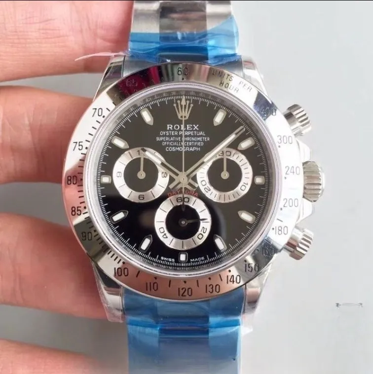 Rolex daytona cosmograph black dial stainless steel 40mm swiss replica 116520.6