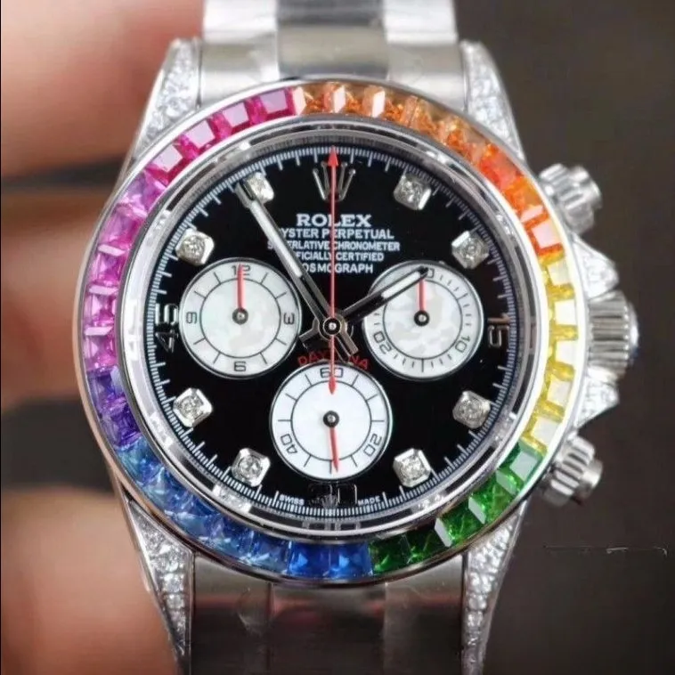 Rolex daytona cosmograph black dial stainless steel 40mm swiss replica 116595rbo