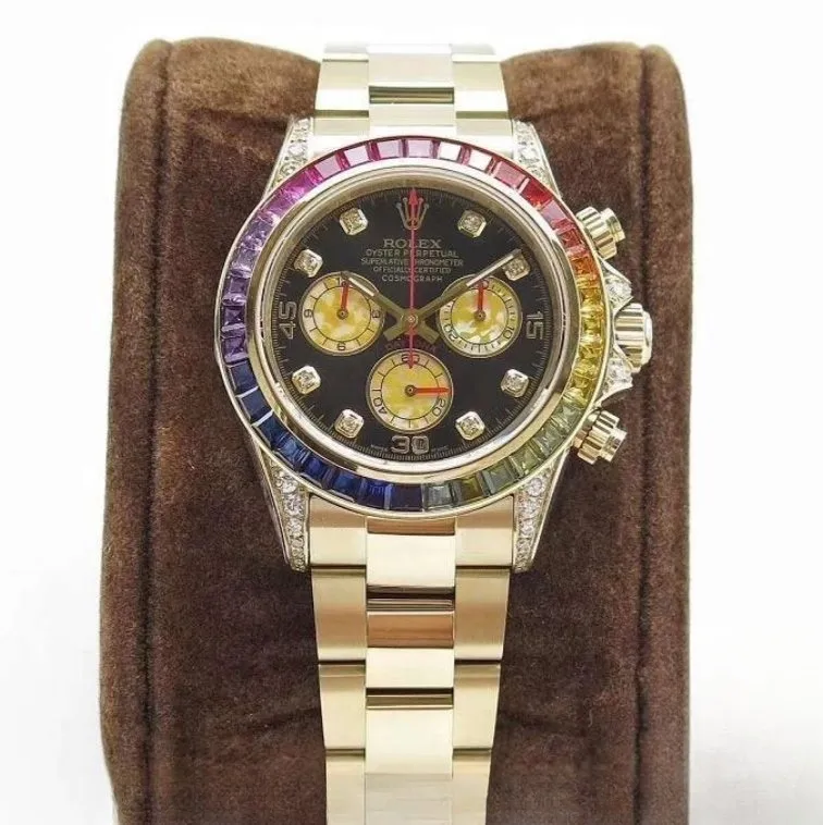 Rolex daytona cosmograph black dial sapphire crystal 40mm swiss replica 116598rbow.2