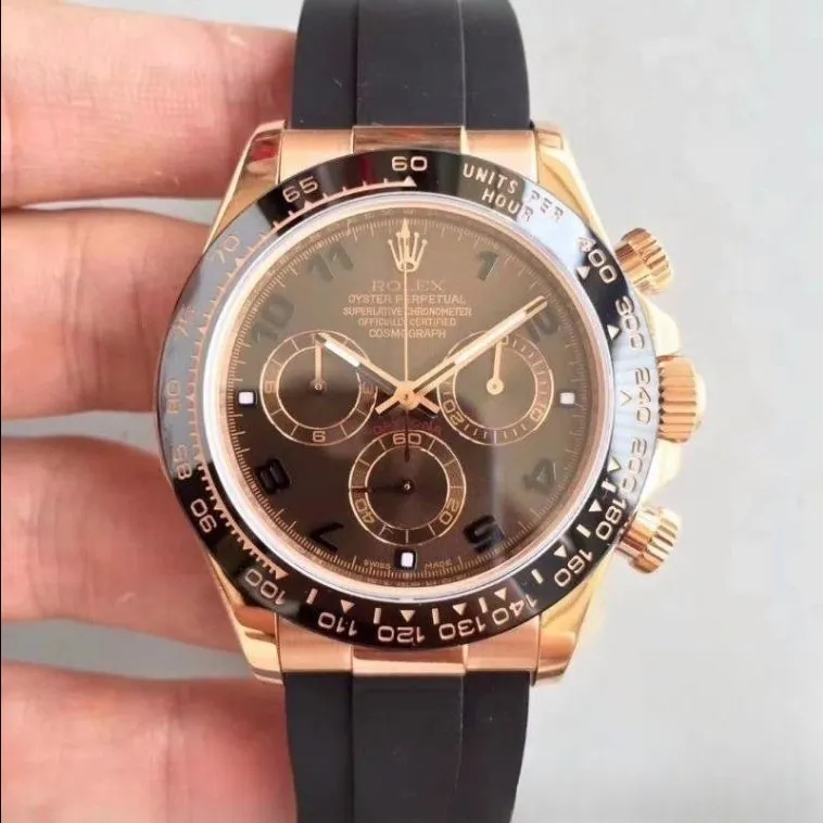 Rolex daytona cosmograph brown dial waterproof 40mm swiss replica 116515ln.12