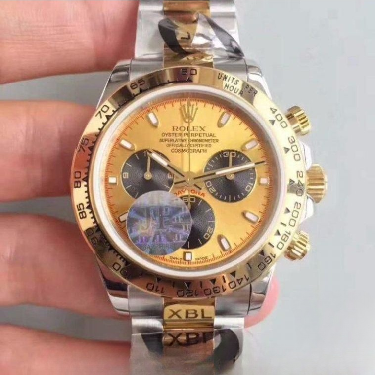 Rolex daytona cosmograph gold dial stainless steel 40mm swiss replica 116503.7