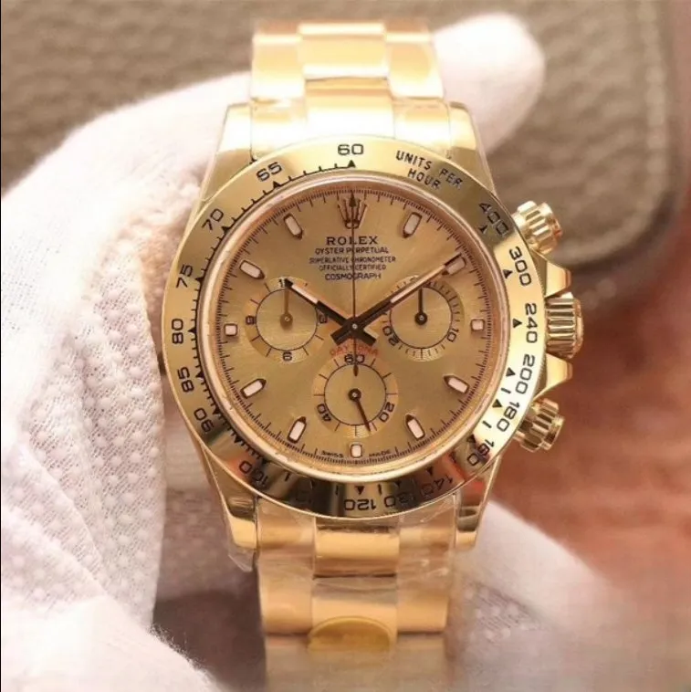 Rolex daytona cosmograph gold dial 18k yellow gold 40mm swiss replica m116508.0003