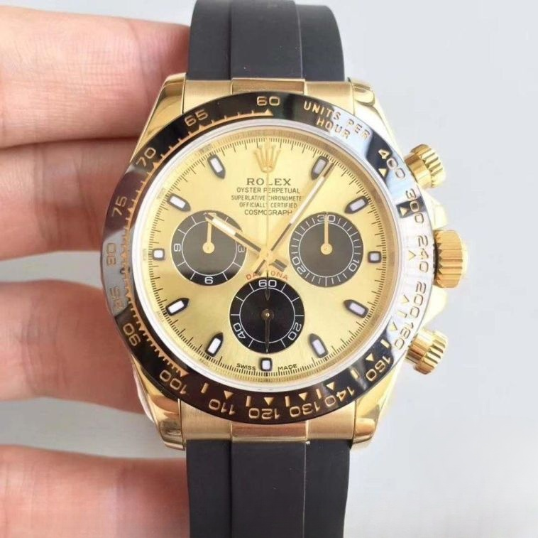 Rolex daytona cosmograph gold dial waterproof 40mm swiss replica 116518ln.2