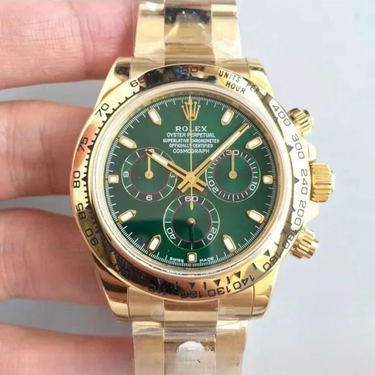 Rolex daytona cosmograph green dial 18k yellow gold 40mm swiss replica 116508.14
