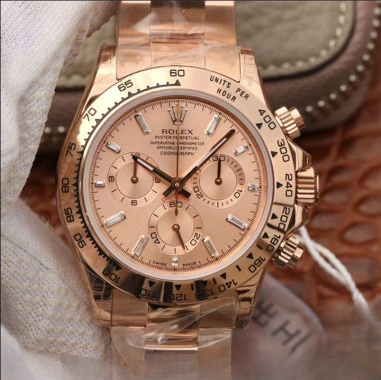Rolex daytona cosmograph rose dial 18k rose gold 40mm swiss replica 116508.15