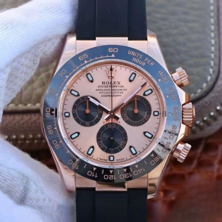 Rolex daytona cosmograph rose dial waterproof 40mm swiss replica 116515ln.4