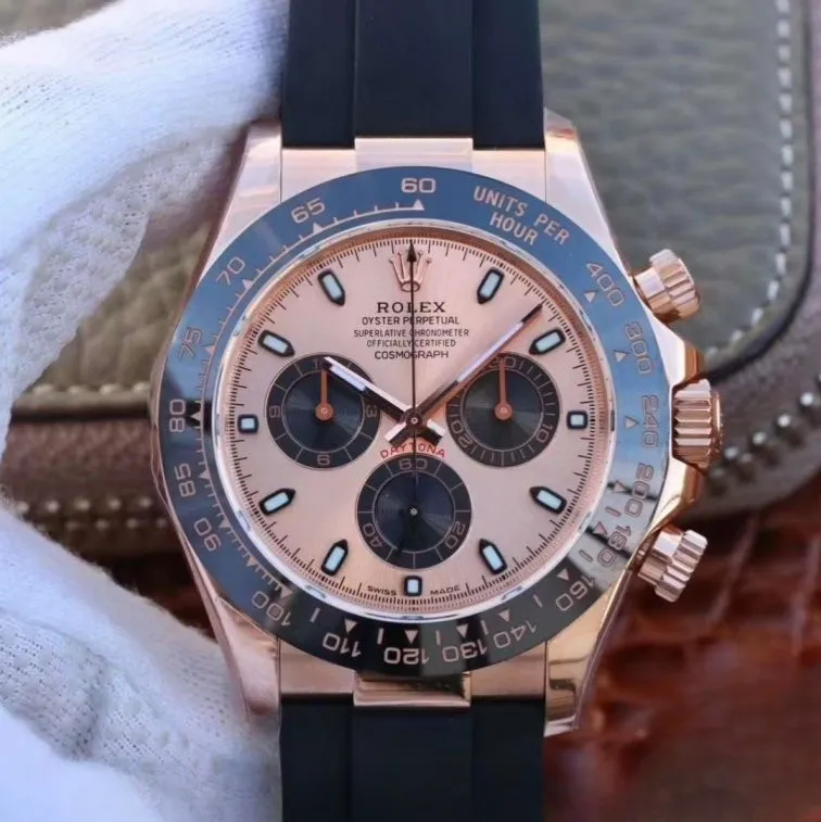 Rolex daytona cosmograph rose dial waterproof 40mm swiss replica 116515ln.4
